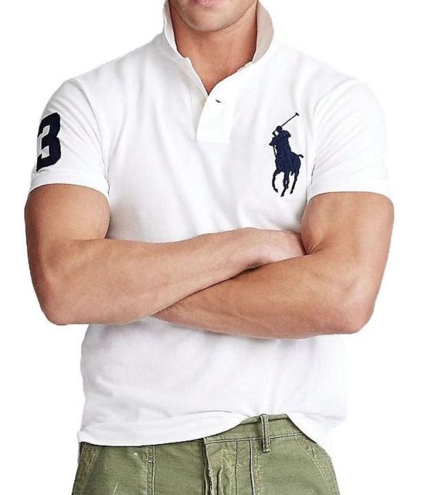 RL Single Big Pony Mesh Short-Sleeve Polo Shirt - White