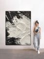 Simple Thick Texture Canvas Abstract Black And White Art Painting Large Size Wall Picture For Bedroom Custom Artwork Unframed. 