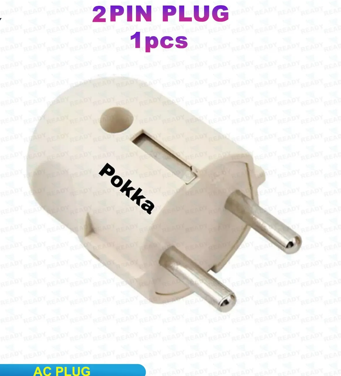 2 Pin Round Plug, Round 2 Pin Power Cord Connector Electrical Plug- (1pcs)