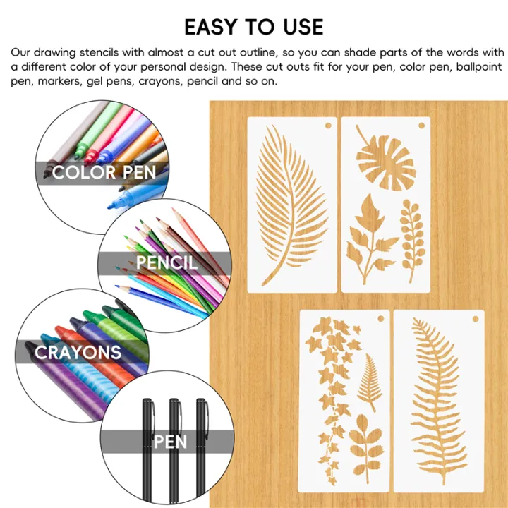 16%20Pieces%20Leaves%20Stencil%20Reusable%20Sheet%20Painting%20Stencil%20Wall%20Stencil%20-%20Image%204