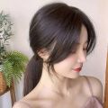 Women Clip-in Bangs Natural Wispy 3D French Bangs Wig Forehead Hair Extensions Black Brown Side Bangs Fringe Wig Hairpieces.