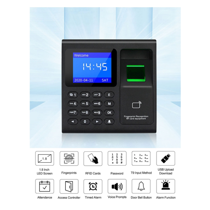 Fingerprint%20Attendance%20Machine+10%20Cards%20Access%20Control%20Electric%20Time%20Clock%20Recorder%20USB%20Data%20Manage%20-%20Image%207