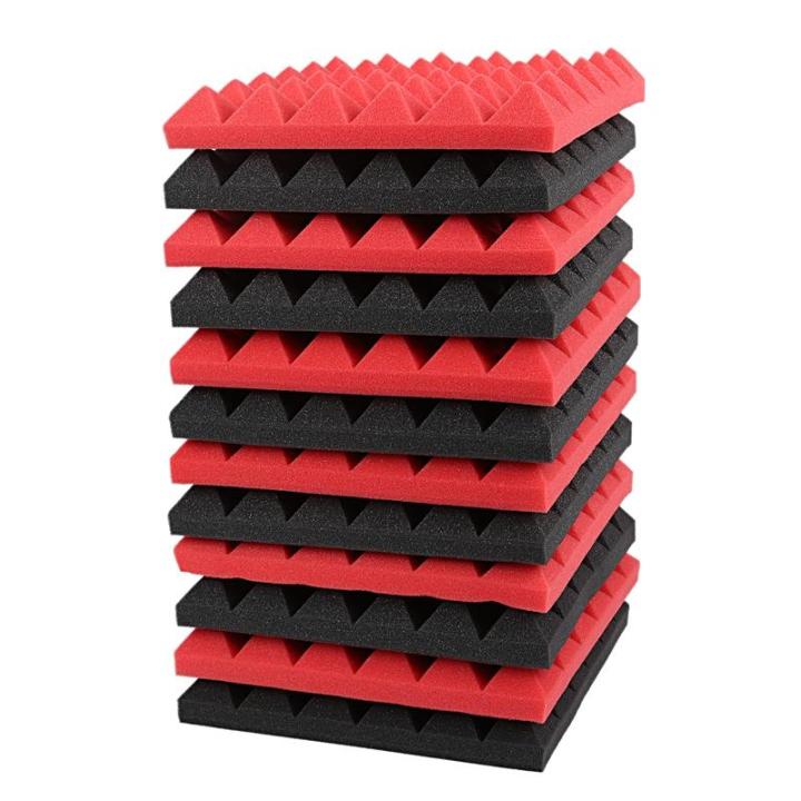 Charcoal%20Acoustic%20Foam%20Tiles%20Soundproofing%20Foam%20Panels%20Studio%20Sound%20Padding%202%20x%2010%20x%2010%20Inch(Black+Red)%20-%20Image%209