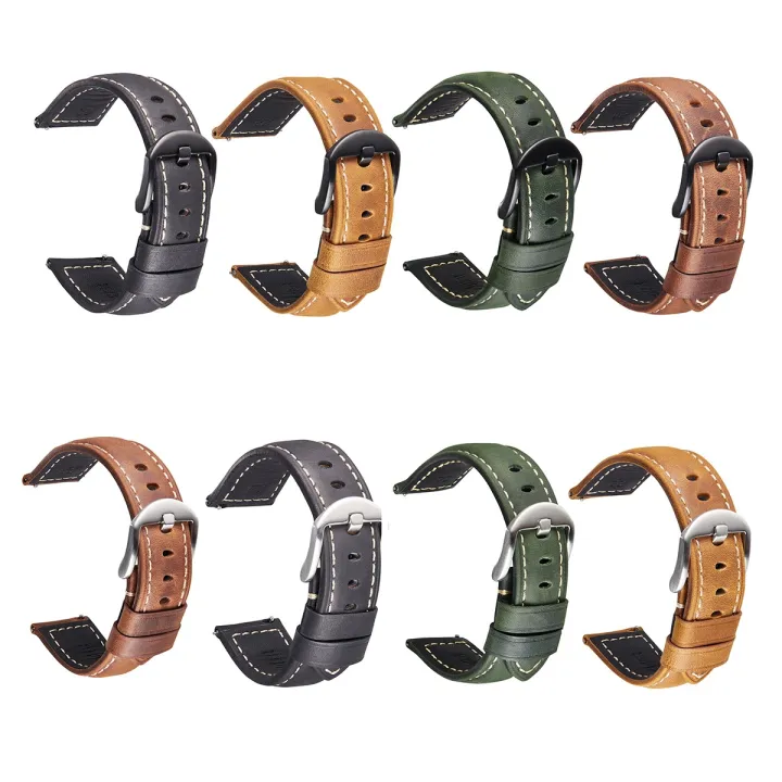 (New)Quick%20Release%20Watch%20Band%20Crazy%20Horse%20Leather%20Retro%20Watch%20Band%20For%20Samsung%20Huawei,Size:%2024mm%20(Black%20And%20Black%20Buckle)%20-%20Image%202