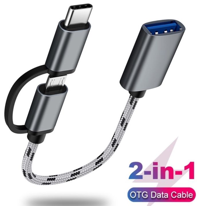 2 In 1 Type-C Micro USB To USB 3.0 Interface OTG Adapter Cable