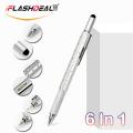 1 PC 6 in1 Multifunctional Screwdriver Ballpoint Pen Touch Screen Metal Gift Ruler Spirit Level Creative Stationery Gift Touch Screen Stylus Design Tool School Office Stationery Pens.