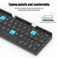 Folding Mini Wireless BT Keyboard With Magnetic Stand Aluminum Alloy Keypad For iPad iPhones Samsung Tablet Rechargeable Keypad.