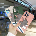 Jizetin for Samsung A22 5G Back Cover Cartoon Happy Playmate Lambskin Texture PU Leather Back For Girls Boys Soft Phone Case.