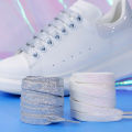 Lsgs 1pair fashion glitter shoelaces colorful flat shoe laces for athletic running sneakers shoes boot 1cm width shoelace strings.