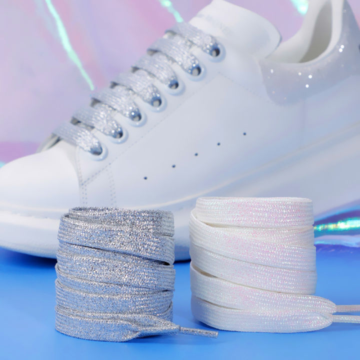 Lsgs%201pair%20fashion%20glitter%20shoelaces%20colorful%20flat%20shoe%20laces%20for%20athletic%20running%20sneakers%20shoes%20boot%201cm%20width%20shoelace%20strings%20-%20Image%202