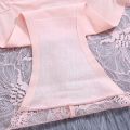Women Ice Silk Panties Lace Seamless Hollow Out Mid Waist Underwear. 