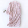 Japanese kimono spring and autumn new ladies night gown 100% cotton gauze robe pajamas flower love bathrobe mid-length home gown. 