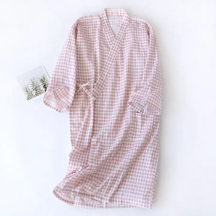Japanese%20kimono%20spring%20and%20autumn%20new%20ladies%20night%20gown%20100%25%20cotton%20gauze%20robe%20pajamas%20flower%20love%20bathrobe%20mid-length%20home%20gown%20-%20Image%203