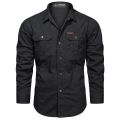 New Autumn Military Style Cotton Pocket Shirt for Men Solid Color Slim Casual Brand Clothing Men Long Sleeve Shirts 5XL. 
