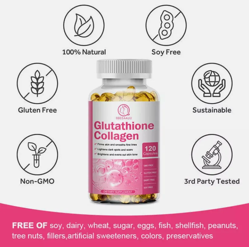 GEN.CELL Glutathione and Collagen Capsules (30 or 60 Pcs) of for Whitening,  Brightening & Youthful Skin, Nail and Hair