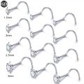 G23 Titanium Nose Stud Piercings 20G Cubic Zirconia Set 1.5/2/2.5/3MM Screw Nostril Pircing Nariz Earring Jewelry Wholesale. 