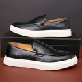 Men's Casual Shoes Embossed Leather Men Fashion British Style Penny Loafers Mens Slip-on Thick Sole Outdoor Flats BunnyGarden.