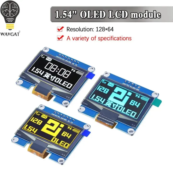1.54 inch OLED Module 1.54" 12864 Screen LCD LED Display Module 128*64 SSD1309 SPI/IIC I2C Interface for Arduino 4Pin 7Pin