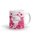 Happy Anniversary Ceramic Mug – Romantic Printed Coffee Cup Gift for Husband, Wife, Couples | Stylish Love Mug with Heart & Rose Design | Perfect Anniversary Gift for Him & Her INTE-2459.