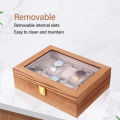 Watch Organizer Wooden Watch Box 10 Slots Large Watch Display Storage Case with Clear Lid for Bracelet Necklace Wooden Watch Box. 