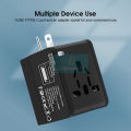 DoomHot Multi Socket International Travel Adapter All-in-one Universal Wall Plug Multi-Outlets Electrical Adapter Multi-Country Portable Converter Plug Power Supply Worldwide Travel Charger Power Converters with 2 USB Ports for USA/UK/AUST/EU.