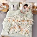 Simple Modern Air Condition Thin Blanket Summer Quilt Cotton Fluffy Plaid Blanket On The Bed Comfortable Comforter. 