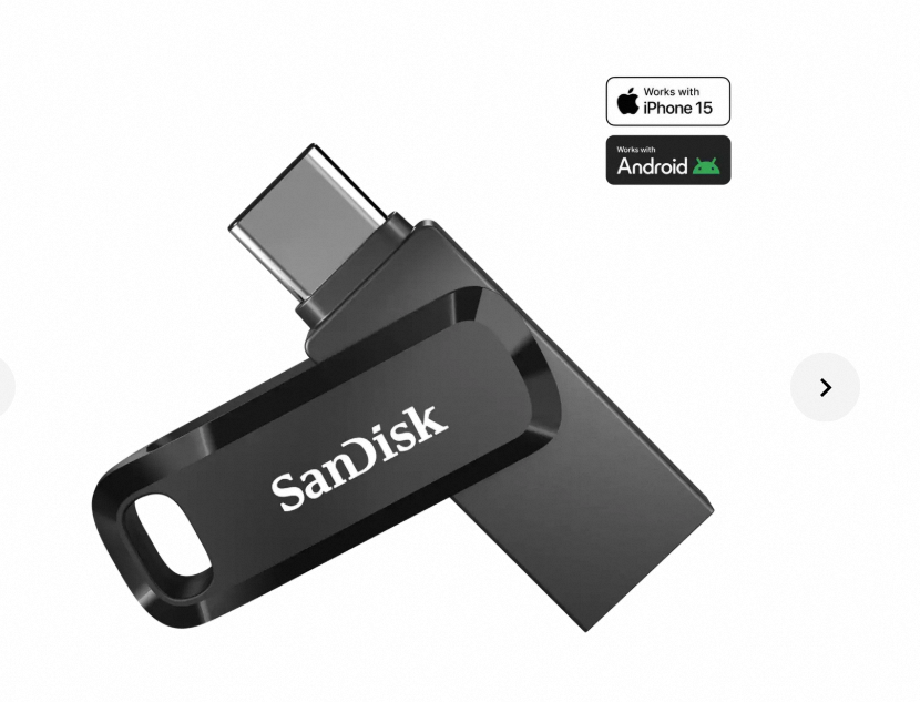 SanDisk 128GB Ultra Dual Drive Go USB Type-C Flash Drive, USB 3.2 Gen, 400 MB/s, 5Y Warranty