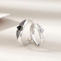 Luxury Romantic Angel Demon Couple Rings for Women Men Fashion Zircon Wings Design Adjustable Engagement Wedding Ring Jewelry Loser Lione.