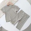 New Style Home Clothes Baby Girls Summer Pajamas Suits Two-piece Full Print Tshirt 1 2 3 4Year Short Sleeve Tops+Short Pants. 