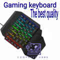 One Handed Gaming Keyboard Rgb Backlit 35 Keys Portable Mini Gaming Keypad Ergonomic Game Controller For Pc Gamer, USB, Black.
