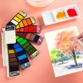 Superior Solid Water Colour Cake Pigmented 25 Color Set With Water Brush Pen Foldable Travel Watercolor Painting Set.
