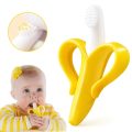 Baby Toothbrush and Banana Teether,Soothing Pain Relief Soft Baby Teething Toy,Silicone Training Finger Toothbrush for Babies,Toddlers,Infants,Natural Organic BPA Free. 