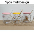 Cute Fruity Mug Glass Mug unicorn print with Spoon and ABS plastic Lid.