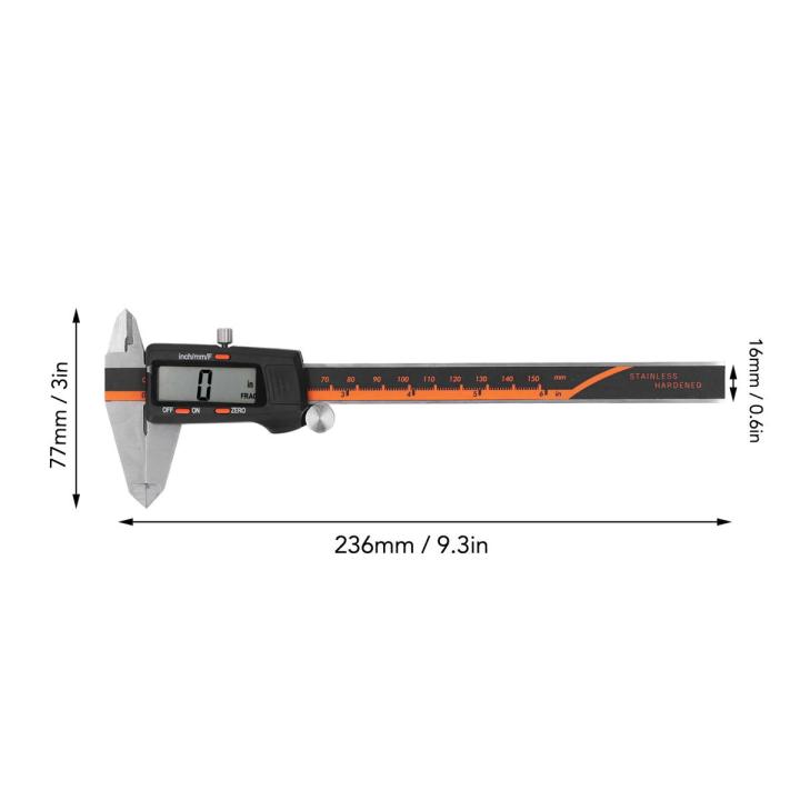 Digital Caliper, 0-150mm LCD Screen Electronic Vernier Caliper Stainless Steel for Measurement