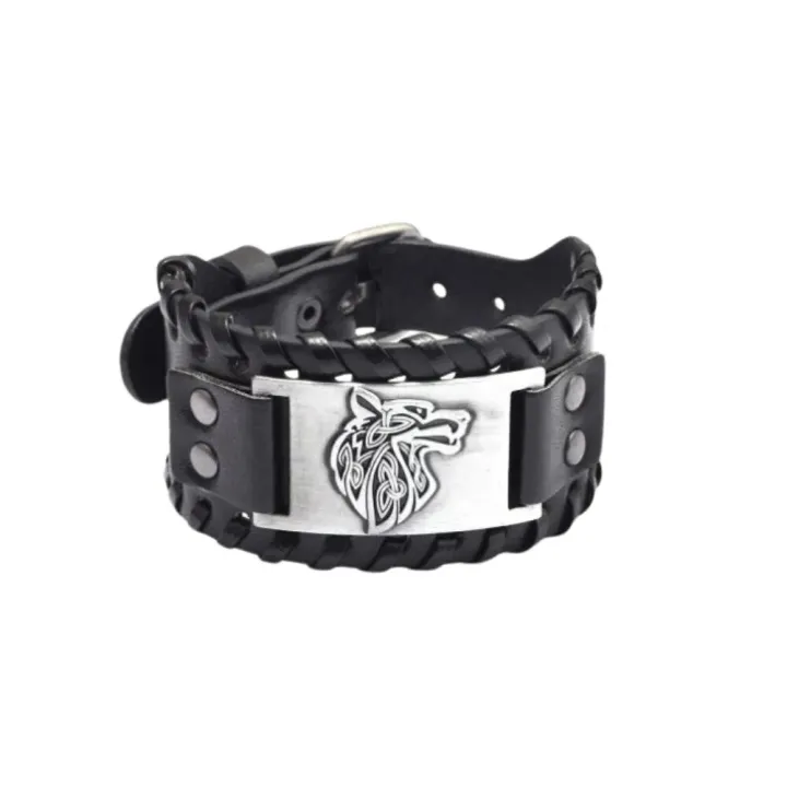 Alien%20Mens%20Bracelet%20Wristband%20Norse%20Viking%20Leather%20Wolf%20Head%20Bracelet%20Brown%20Norse%20Celtic%20Punk%20Fenrir%20Arm%20Ring%20For%20Men%20-%20Image%203