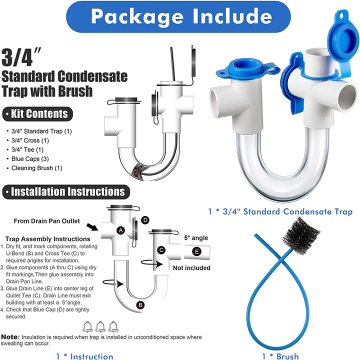 Standard%20Condensate%20Trap%20PVC%20U%20Trap%203/4%20Inch%20for%20HVAC%20Systems,%20Air%20Conditioner,%20Effectively%20Drains%20Condensate%20-%20Image%204