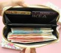 Sanrio Hello Kitty Purse Long Zipper Texture Student Card Bag Large Capacity Coin Purse Kawaii KT Cute Bank Card Bag Storage Bag.