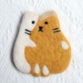 1PC Felted Wool Cat Coasters Cute Animals Handmade Coasters Ins Kitten Cup Pad Home Photo Props Dining Table Decoration.