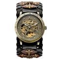 SHENHUA Retro Gothic Bronze Skeleton Automatic Mechanical Watch Men Steampunk Self Winding Clock Tourbillon Watch Reloj Hombre. 