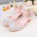 2024 New High Heels, Princess Children's Crystal Shoes, Little Girls' Kidshoes Performance Shoes. 