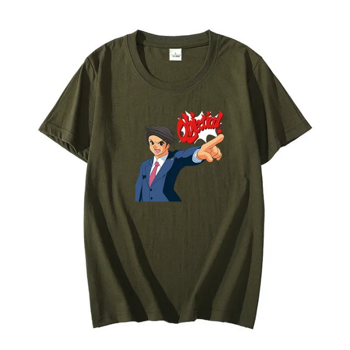 Ace%20Attorney%20Defense%20Courtroom%20Trial%20Video%20Game%20Objection%20Adult%20graphic%20t%20shirts%20Cotton%20Tees%20Tops%20Summer%20Harajuku%20Men's%20clothing%20-%20Image%204