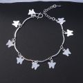 New Korean Style Butterfly Charm Anklet or Bracelet for Women Silver Plated Adjustable Chain Fashion Jewelry.