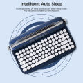 YUNZII ACTTO B303 Midnight Navy Retro Wireless Bluetooth Typewriter Aesthetic Keyboard with Integrated Stand for Multi-Device. 