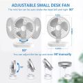 USB Desk Fan, 4 Speeds, Oscillating USB Rechargeable Fan with 4000mAh Battery, Micro/Type C Input, Quiet Personal Mini Fan for Home Office. 