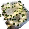 Enchanting LED Flower String Lights with Lush Green Leaves: 15 Feet of Indoor/Outdoor Fairy Lights/45. 