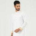 Masculine  Premium Semi Fit Panjabi - White. 