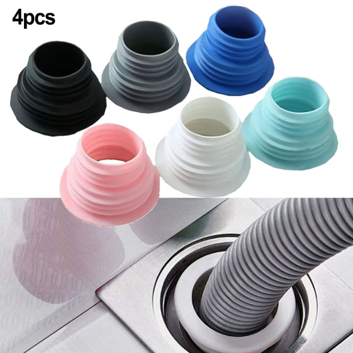 4PCS Drain Pipe Hose Silicone Plug Sewer Seal Ring Washing Machine Hose Connector Basin Sink Plug Bathroom Fixture