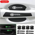 8Pcs/Set Car Door Handle+Bowl Anti-Scratch Carbon Fiber Luminous Glow in Dark Film Protective Stickers With Logo For Toyota. 
