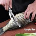 Stainless Steel 2 In 1 Fish Scale Planer Fish Scraper Fish Multi Function Kitchen Tools Fish Product. 