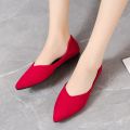 Light Loafers Ladies Knitted Fabric Ballet Flats Nubuck pointed-toe lightweight women shoes. 